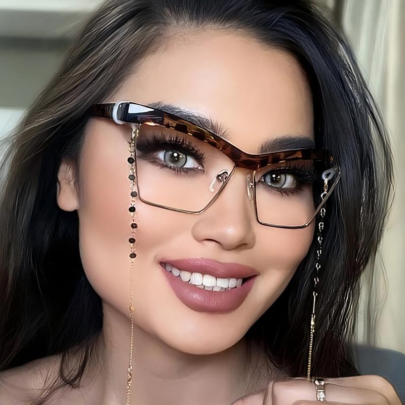 New Retro Half Frame Cat Eye Eyewear Frame For Women Men Anti Blue Light Glasses Clear Reading High Quality Eyewear