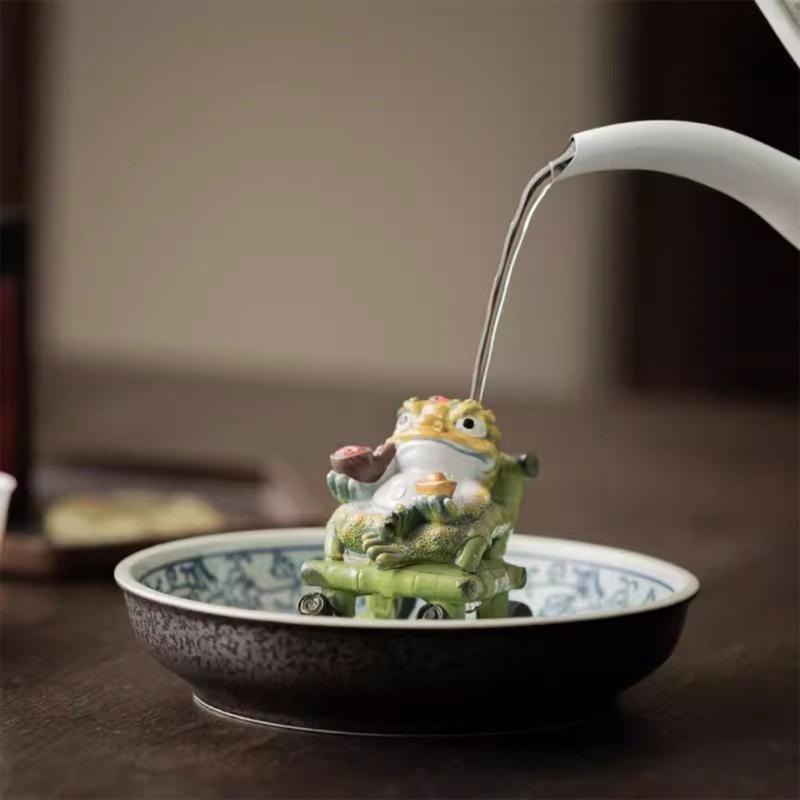 Resins Rocking Chair Frogs Teas Pet With Exquisites Craftsmanship Temperature Sensitive Color Changing For Home Decors