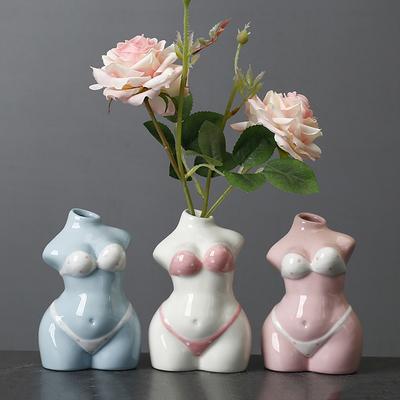 Creative Body Vase Indoor Home Decoration Ornaments Ceramic Hydroponic Vase Plant Pot Gardening Supplies