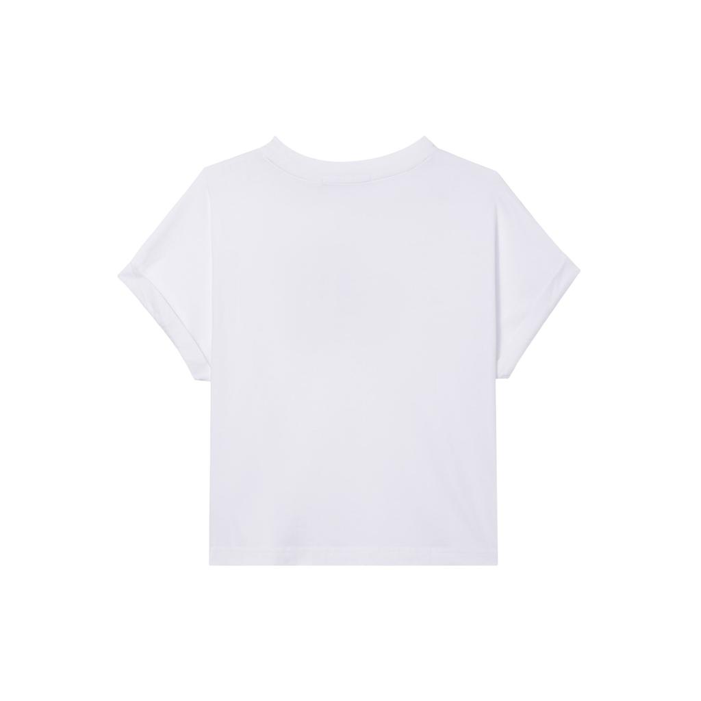 Calvin Klein Fashion Glossy Printed Breathable Cotton Short Sleeve T-Shirt Women tops White ZW01735-YAF