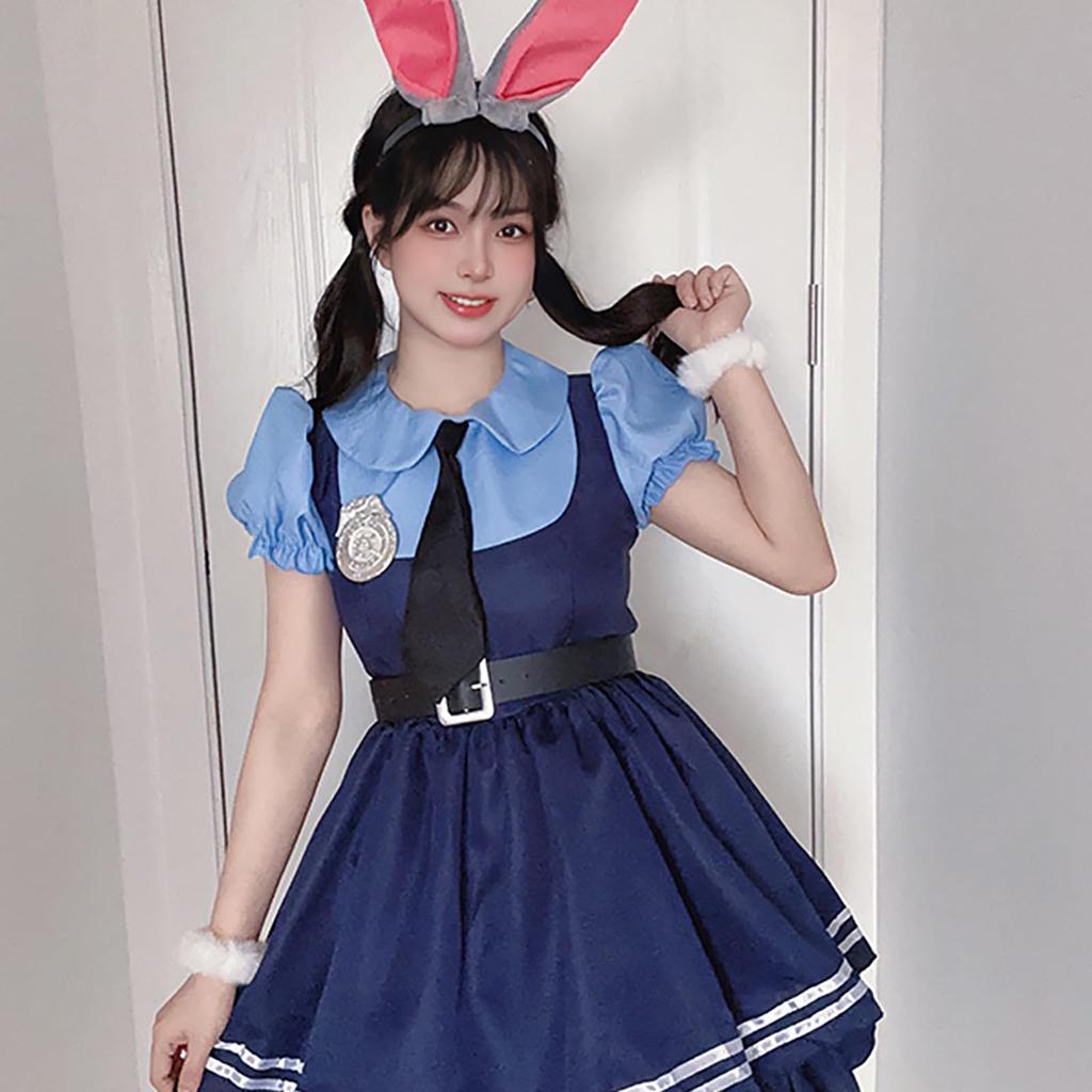 Asminlee Zootopia Cosplay Police Animal Costume, Character Halloween Cosplay, Cute Rabbit Police, Anime Animal Metropolis Cosplay, Includes Tie,
