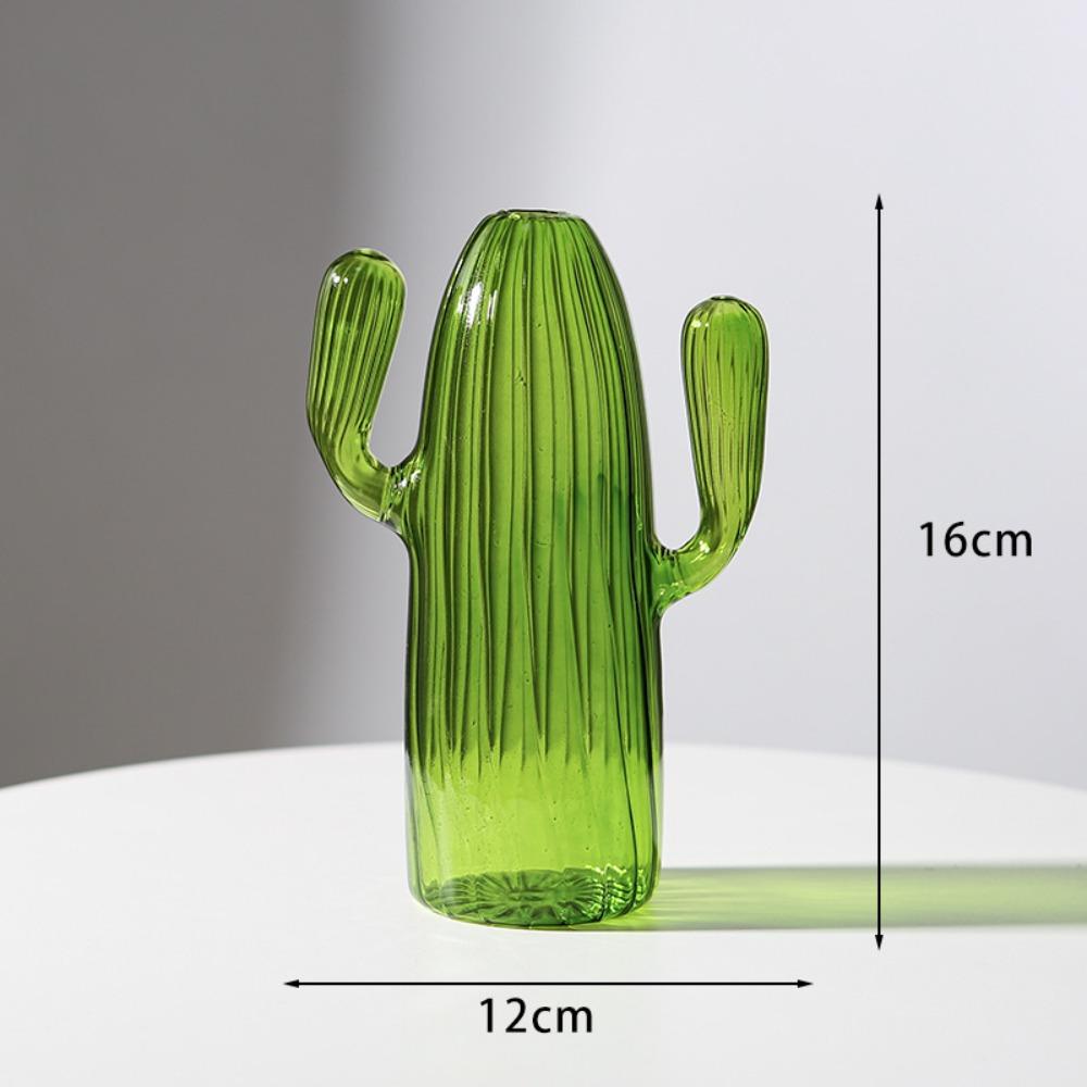 Creative Cactus Glass Vase Plant Hydroponic Flower Pot Desktop Decorative Item Simple Living Room and Bedroom Decorative Item