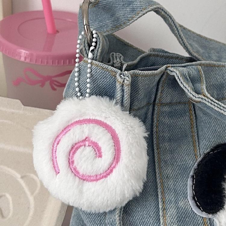 Plush Fish Cake Keychain Hanging Ornament for Fish Enthusiasts Handmade Key Chain Jewelry Decorative Fish Accessory