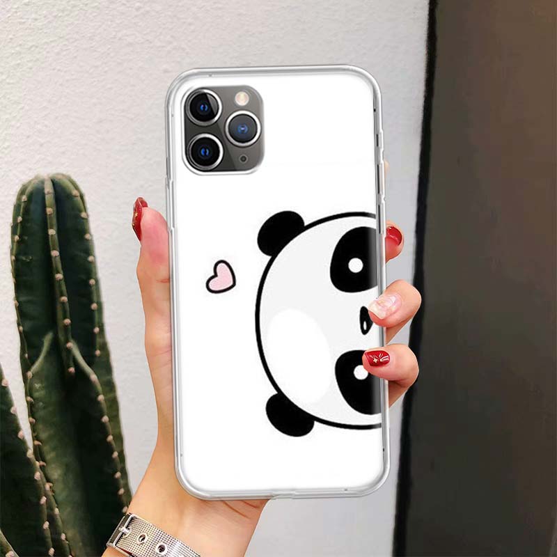 Cartoon Cute Panda Bear For iPhone 17 Air 16 15 14 Plus 13 Mini 12 11 Pro Max Phone Case 16E 7 Print 8 SE Fundas Cover Soft Coqu
