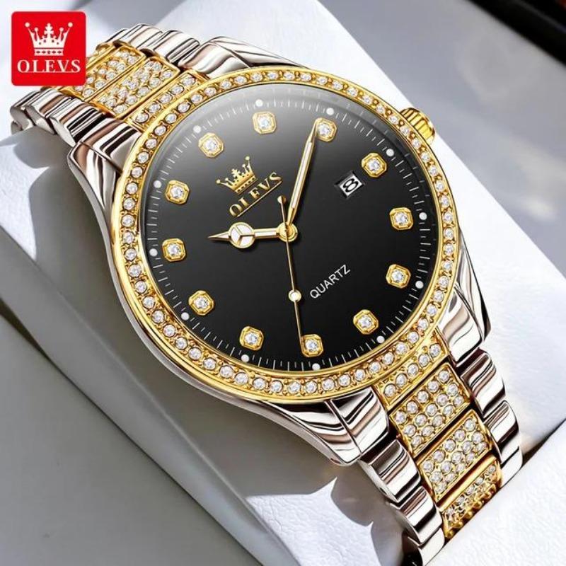 OLEVS Business Trend Automatic Date Vodotěsné Luminous Original Business Watch All Diamond Luxury Brand pánské Quartz hodinky