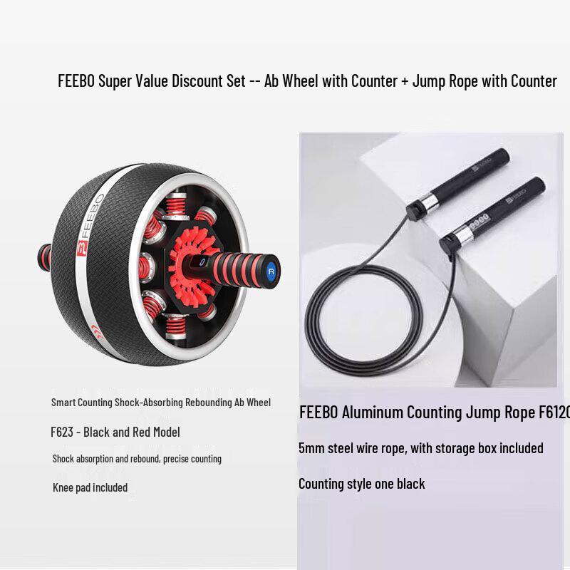 Умный abdominal wheel и набор скакалок FEEBO