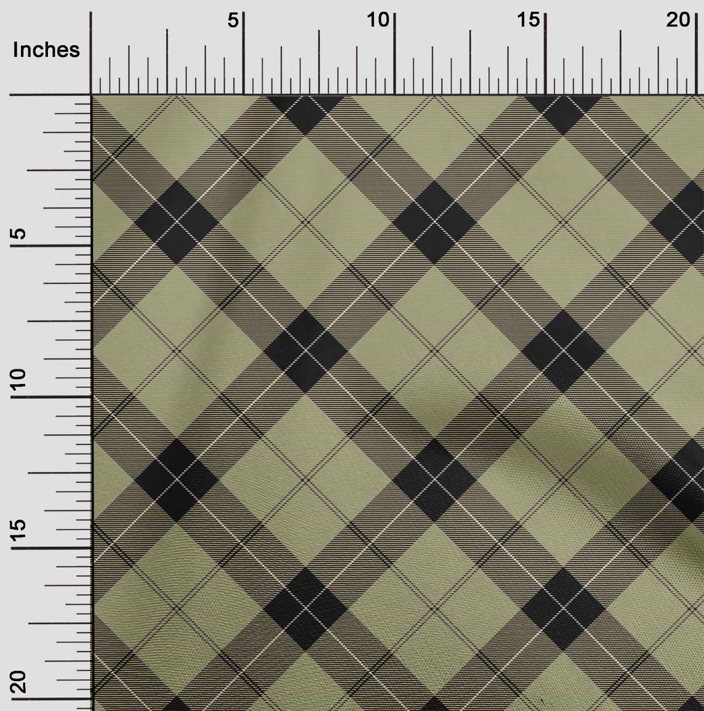 oneOone Cotton Flex Fabric Tartan Check Print Fabric By The Yard 40 Inch