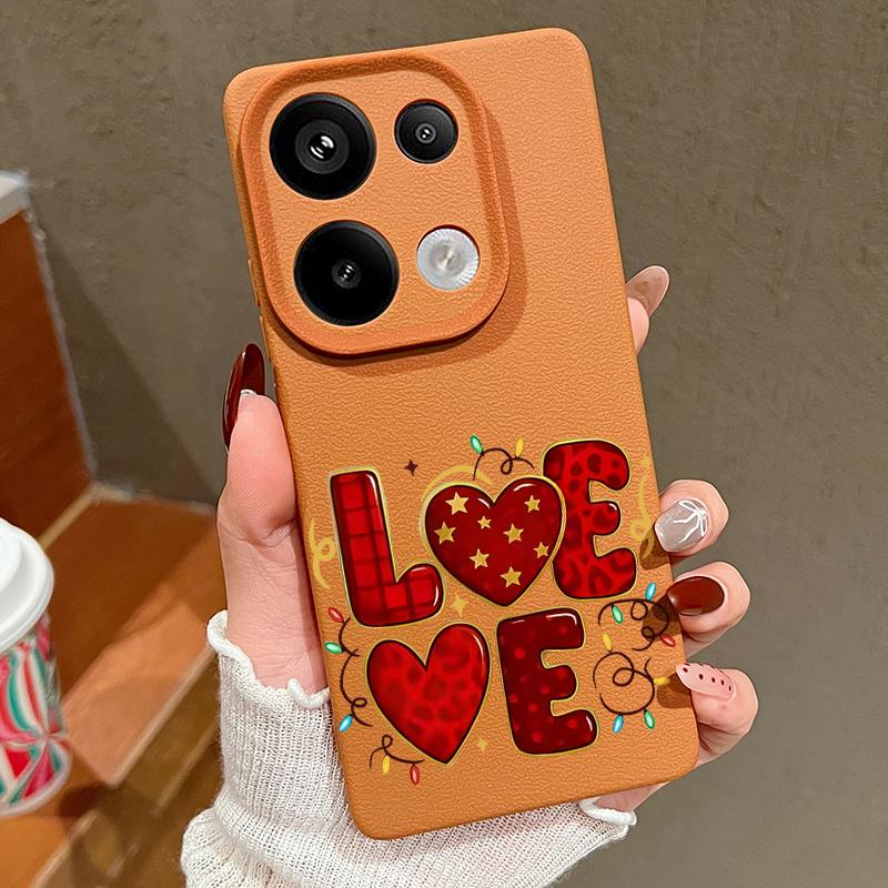 Lovely Girl Heart Print Case For Xiaomi 13T Pro Redmi Note 15 Pro 4G Redmi Note 14 13 Pro+ 5G Leather Texture Silicone Cover