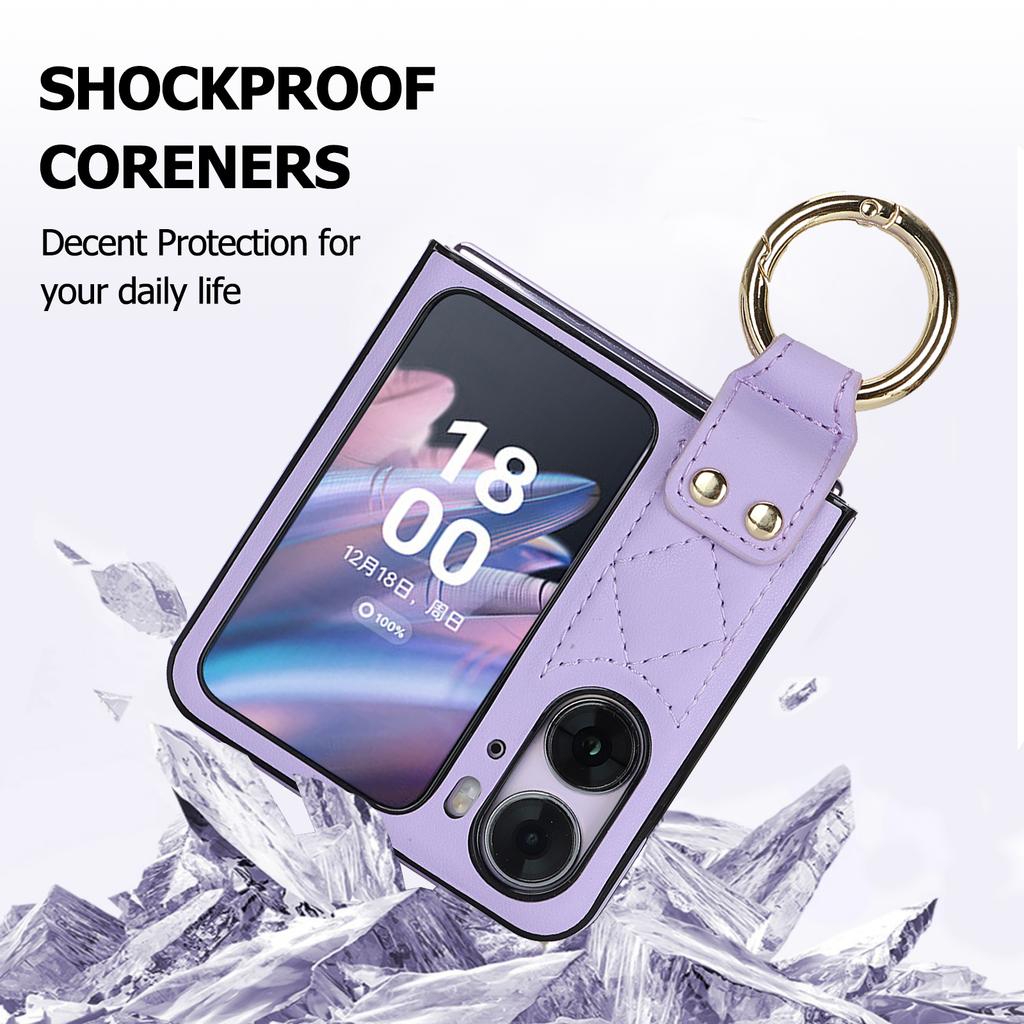Emboss Diamond Ring Holder Leather Phone Case for OPPO Find N2 Flip 5G N2Flip CPH2437 N 2 Kickstand Ultra Thin Shockproof Cover