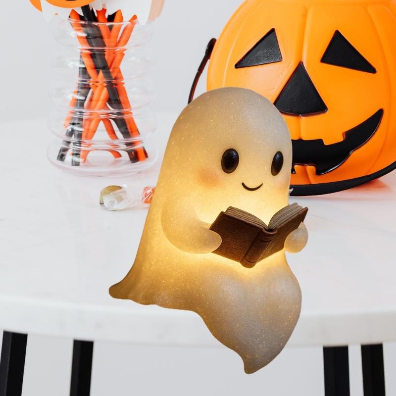 Miniature Ghosty Bookend Resin Decoration Halloween Themed Study Home Decoration Gift for Readers Library