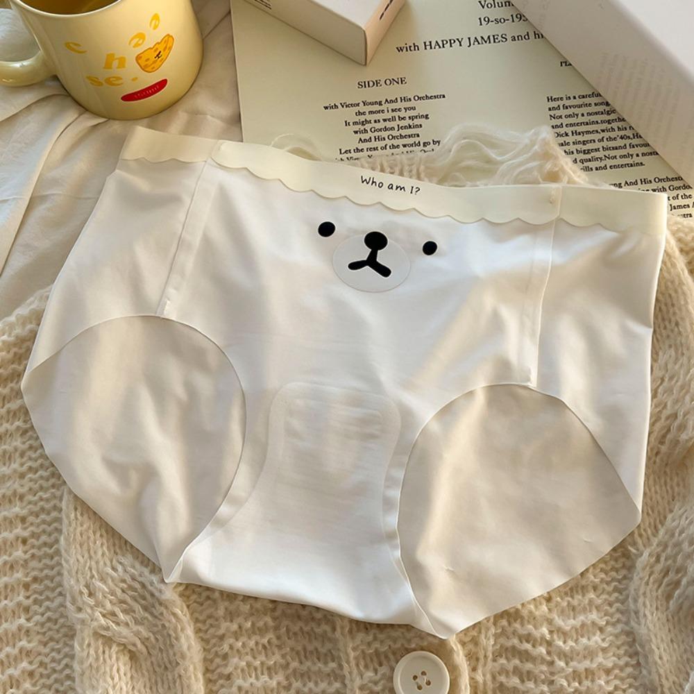 5Pcs Ultra-thin Ice Silk Briefs Cartoon Underwear Women Soft Bear Seamless Panties Girl