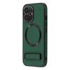 For iPhone 16 Kickstand Case Compatible with MagSafe PC+TPU+PU Phone Back Cover