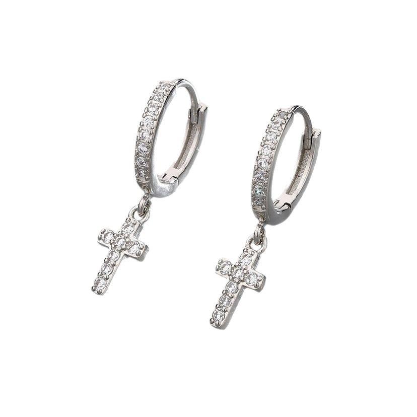Diamond-Studded Unisex Cross Hip-Hop Ear Cuffs - European & American Style Zircon Hoops