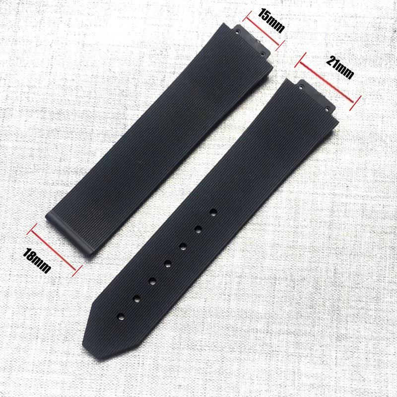 Wasserdichtes weiches Gummi-Armbandzubehör für Damen für HUBLOT Armband Armband Mehrfarbig konvex 21x15mm Faltschließe