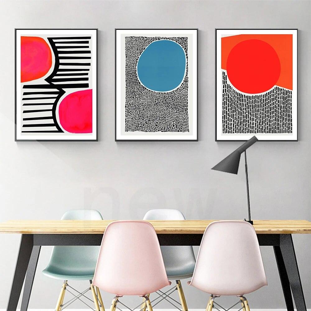 

Custom Printable Poster Picture Gallery Living Room Home Mid-Century Abstract Geometric Multicolor Wall Art Canvas Painting