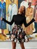 Elegant High-Waist Patchwork Long-Sleeve Dress for Women