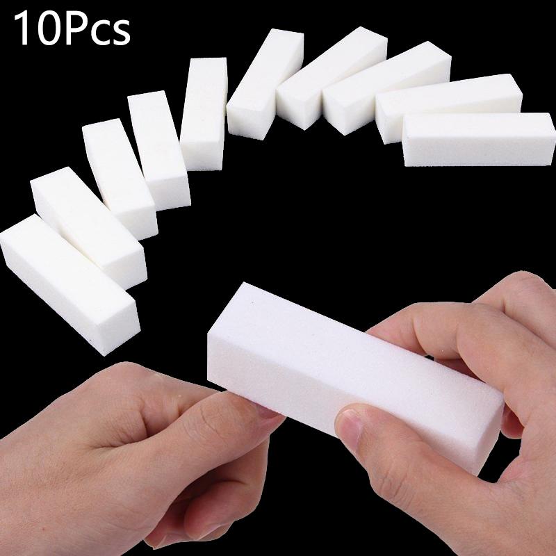 10 Stück Nagelfeilen Bufferblock Set Maniküre Pediküre Pflege Nagelkunst Polierschleifwerkzeuge Weißer Schwamm Puffer Nagelfeilen Werkzeuge