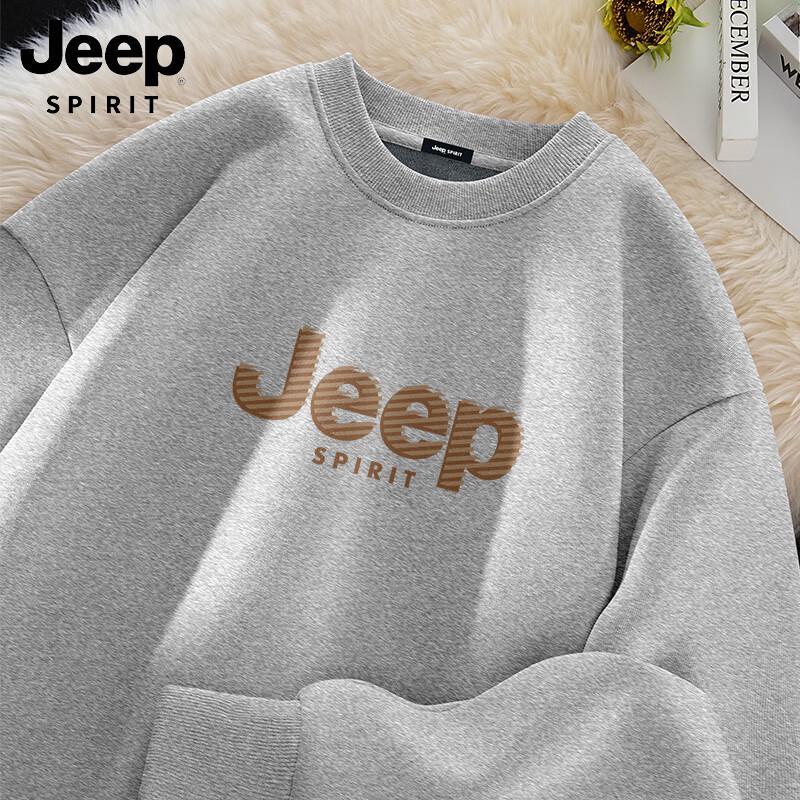JEEP SPIRIT Мужской утяжеленный флисовый с начесом с принтом свитшот с круглым вырезом