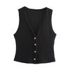 Vest Top for Women Vintage Tank Crop Top V Neck Button Down Waistcoat Retro