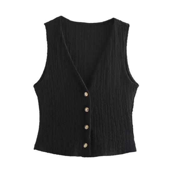 Vest Top for Women Vintage Tank Crop Top V Neck Button Down Waistcoat Retro