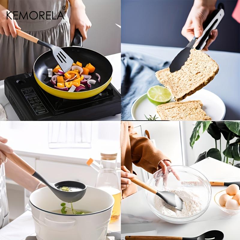 30PCS Silicone Cooking Set Heat-Resistant Silicone Utensils with Wooden Handles Non-Stick Cookware Safe, Mother‘s Day Gift Set