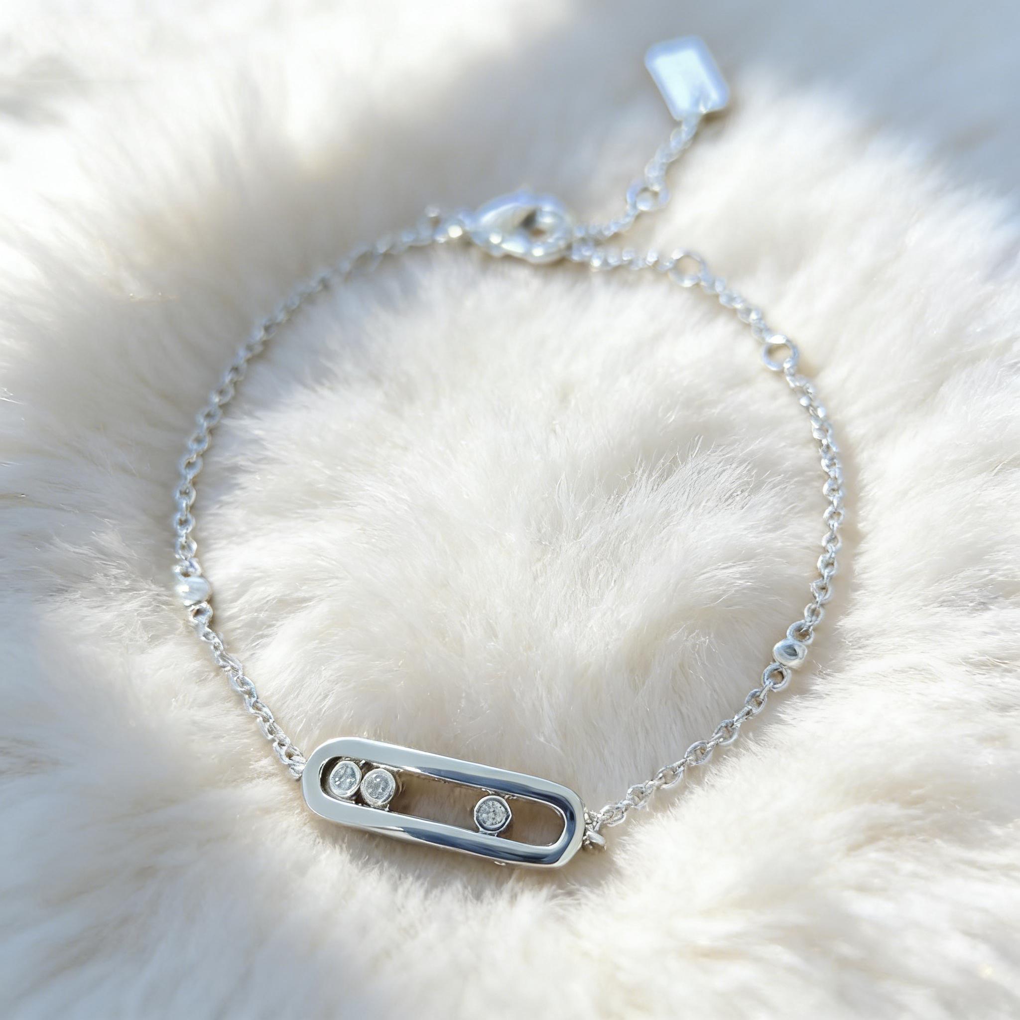 925 Sterling Silver Simple Rectangular Adjustable Bracelet with Zircon | Suitable for Women s Everyday Wear/dates серебряный