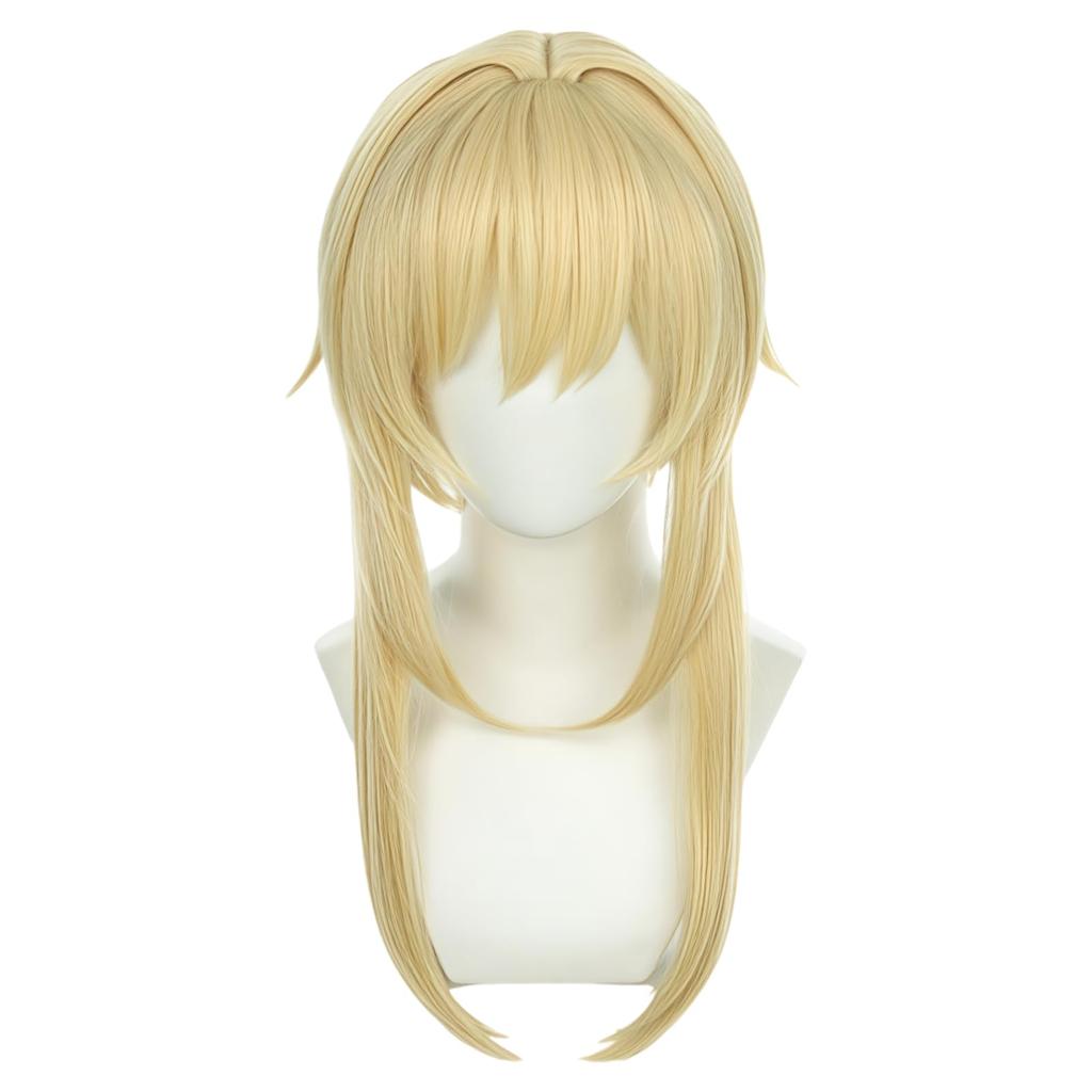 Genshin Impact Hotaru Wig, Heat-Resistant, Cosplay Wig with Net, for Events, School Festivals, Cultural Festivals, and Photo Shoots, Traveler Costume