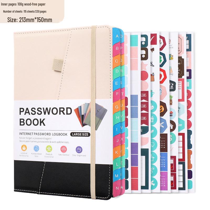 A5 Password-Protected Notebook for Website & Contact Management
