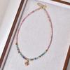 Colorful Natural Stone Pink Veined Beaded Necklace - Women's Light Luxury Fashion Clavicle Chain