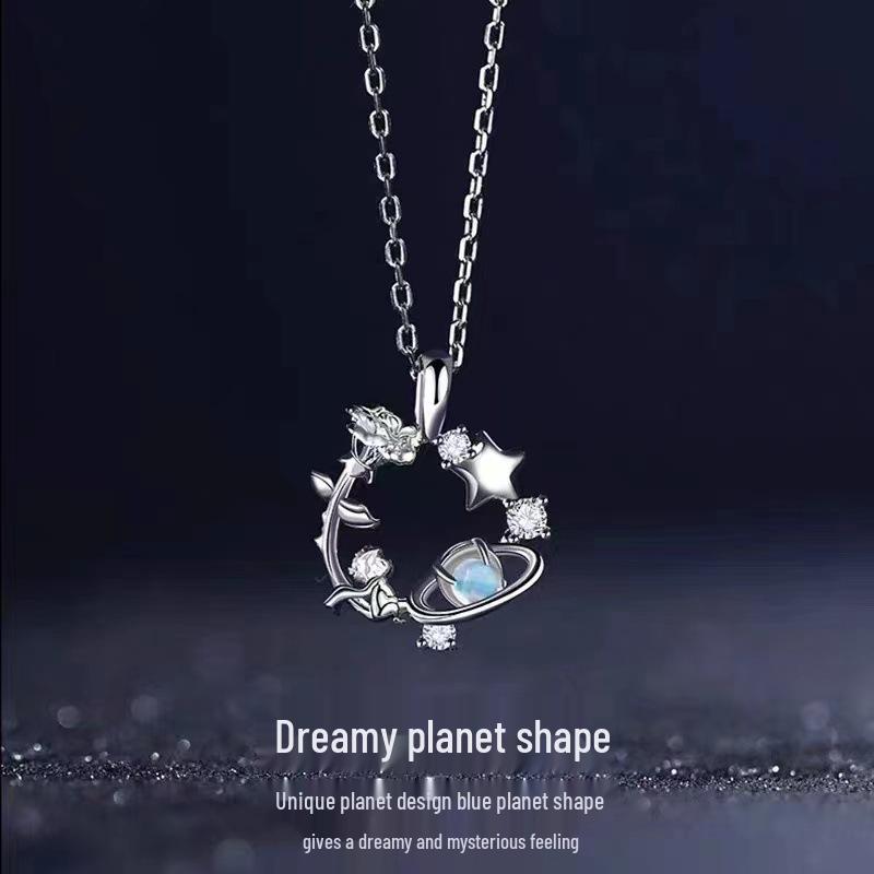 The Little Prince Rose Necklace: Women's Luxurious, Non-fading Dreamy Planet Pendant - 2024 Trendy Accessory