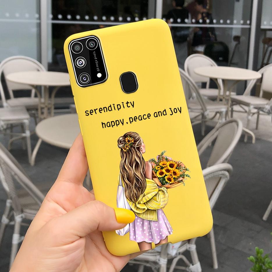 For Samsung Galaxy M31 Case SM-M315F Cute Bear Cartoon Painted Cover Phone Case For Samsung M31 M 31 GalaxyM31 Bumper Soft Funda