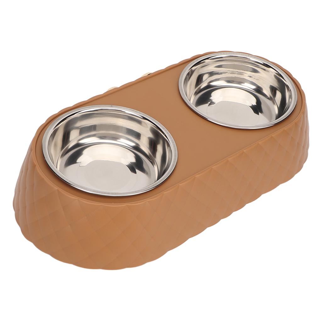Double Pet Bowls Prevent Slip Stainless Steel Pet Food Water Bowls with Bowknot Decor Holder for Dog Cat