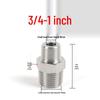 304 Stainless Steel High-Pressure Hexagonal External Thread Connector