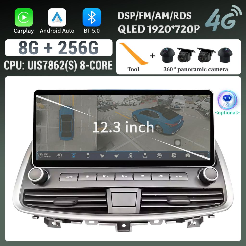 12.3" Android For Nissan Teana J32 2008-2014 Car Radio Wireless Bluetooth  Carplay 4G GPS Multimedia Touch Head Unit Screen