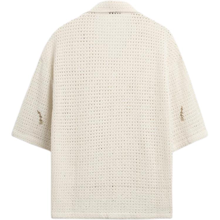 Zara Volná korálková háčkovaná košile s krátkým rukávem Pánské košile Off-White 0881304-712