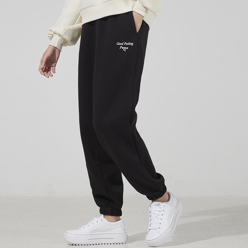 Puma Wellness Club Mid-Rise Drawstring Straight-Leg Cuffed Sweatpants Women Sweatpants Black 534399-01