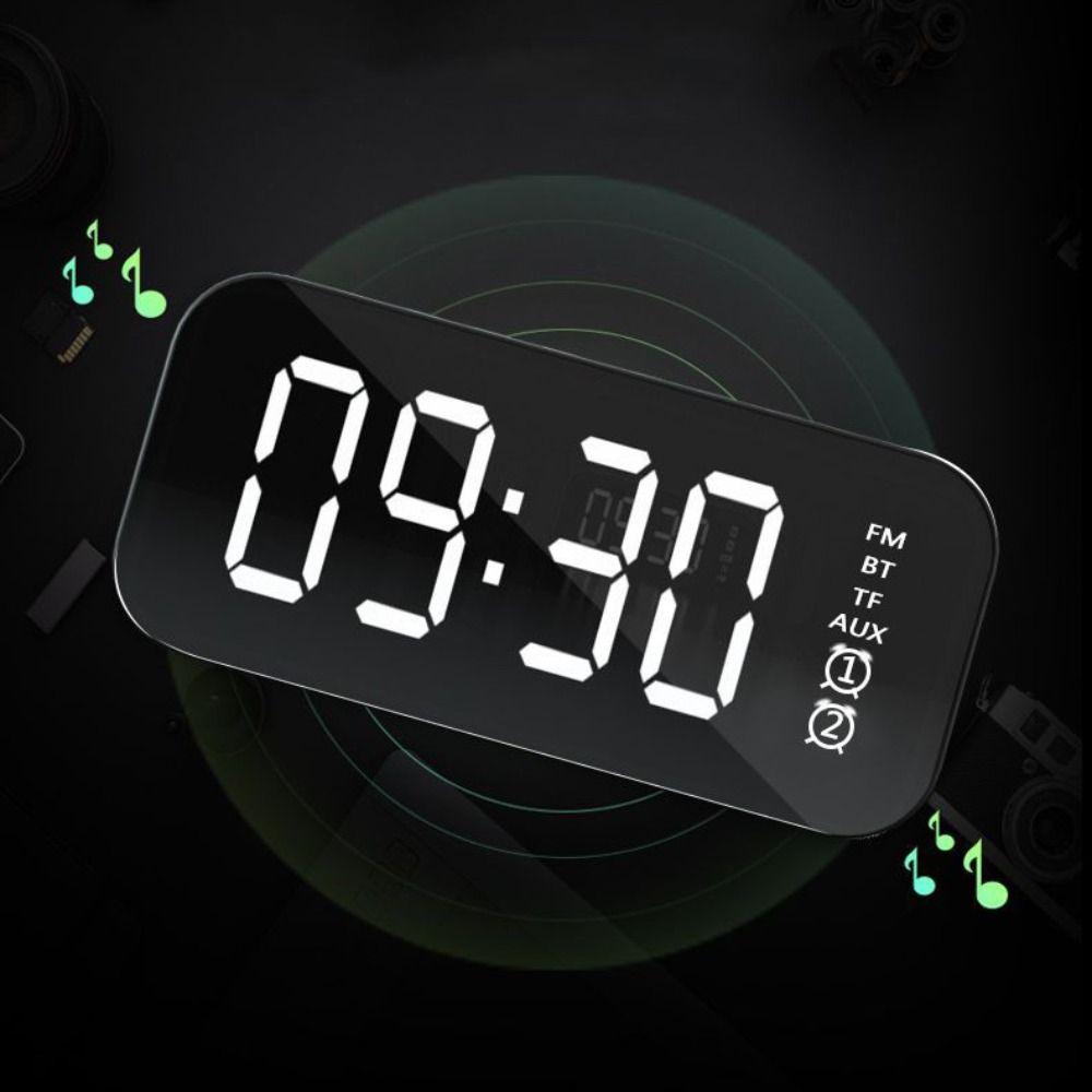 Large LED Screen LED Mirror Screen Alarm Clock Digital Display Dual Alarm Bluetooth Speaker Smart Portable FM Radio Clock