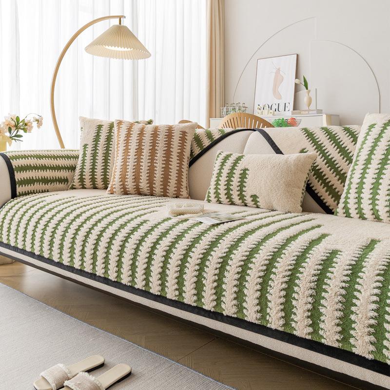 Non-slip Chenille Sofa Mat Thicken Lines Sofas Cover for Living Room Luxury Corner Couch Cushion Seat Pad Home Protection Covers