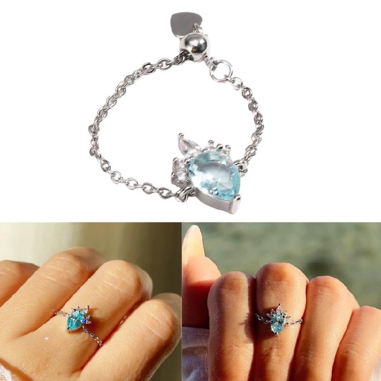 Simple Teardrop Rings Adjustable Fashion Chain Rings Opening Rings Copper Texture Suitable for Wedding and Party Wear