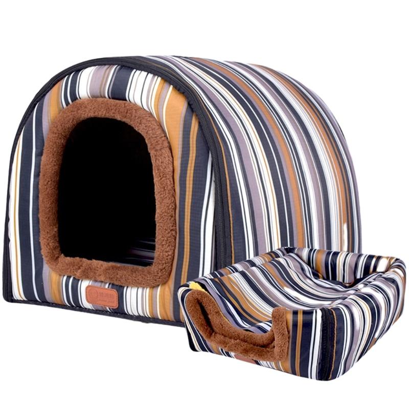 Pet Warm Bed House Soft Indoor Semi-closed Cave Tent for Cat Kitten Puppy Small Animals Pet Thicken Cushion Pad