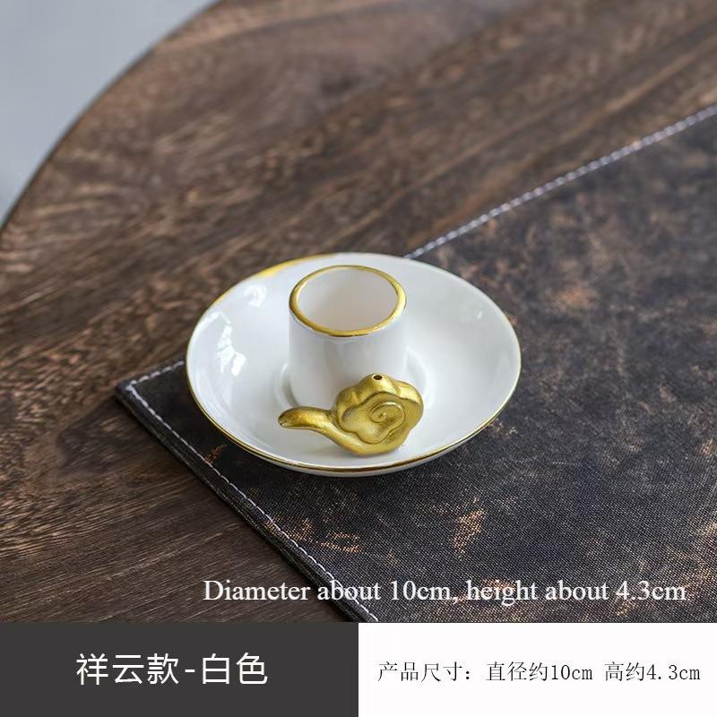 Ceramic Incense Burner Candle Holder Aromatherapy Candlestick Holder Sage Tray Holy Wood Burning Stand Incense Ash Collector