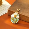 Oil Painting Style Baroque Pendant Necklace Women's Monet Garden New Chinese Style