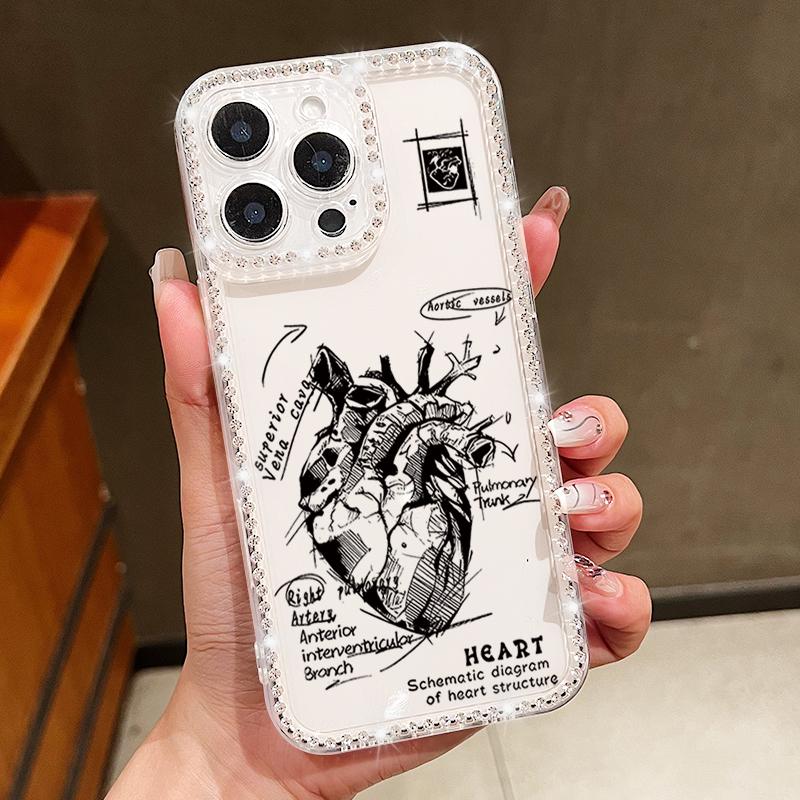 Airplane Travel Label Diamond Case For iPhone 16 Pro Max Coque iPhone 11 12 13 14 15 17 Pro Max 16E 17 Air Clear TPU Soft Cover