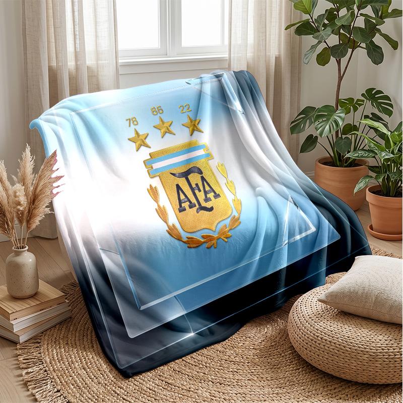 Argentina Football Printed Flannel Blanket Skin Friendly Warm Decorative Throw for Indoor Couch Bed Daily Use