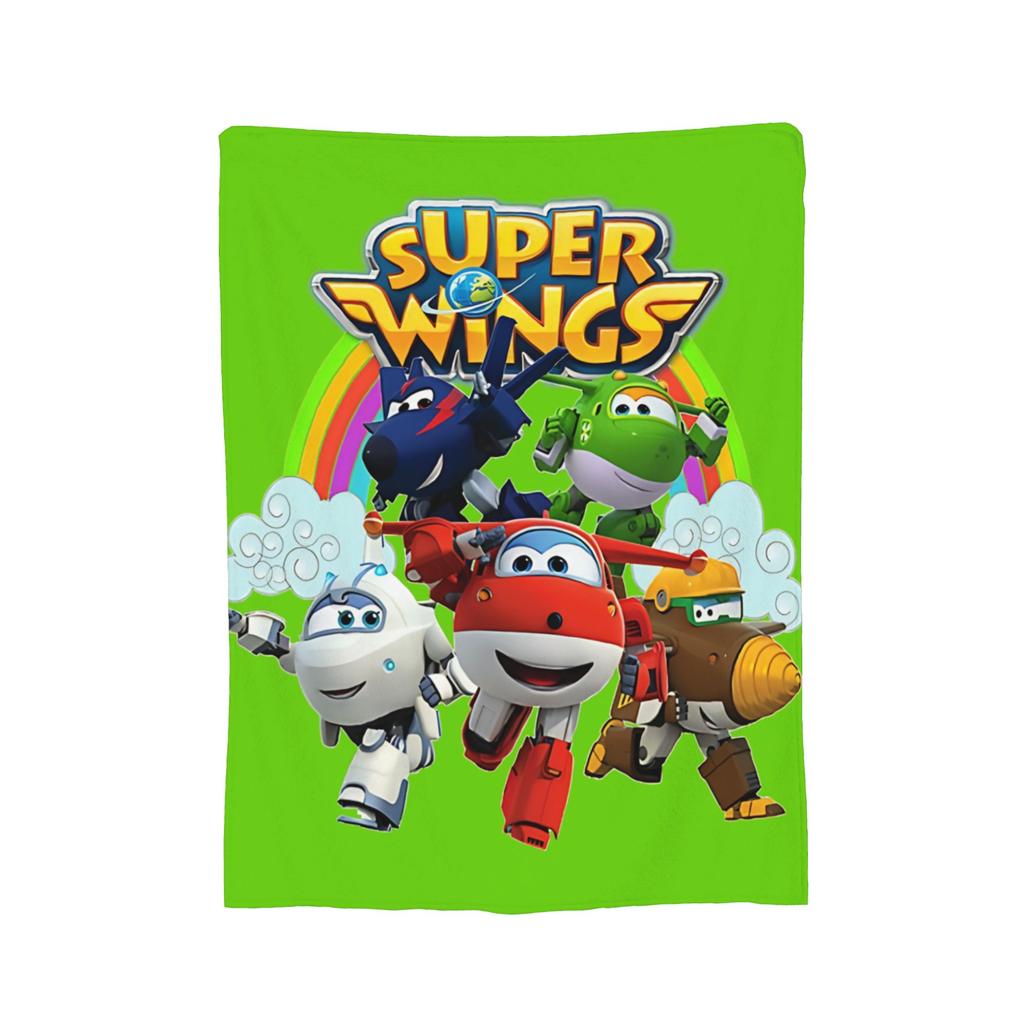 Super Wings Cartoon Flannel Blanket Car Robot Funny Throw Blanket for Sofa Bedding Lounge 150*125cm Rug Piece,