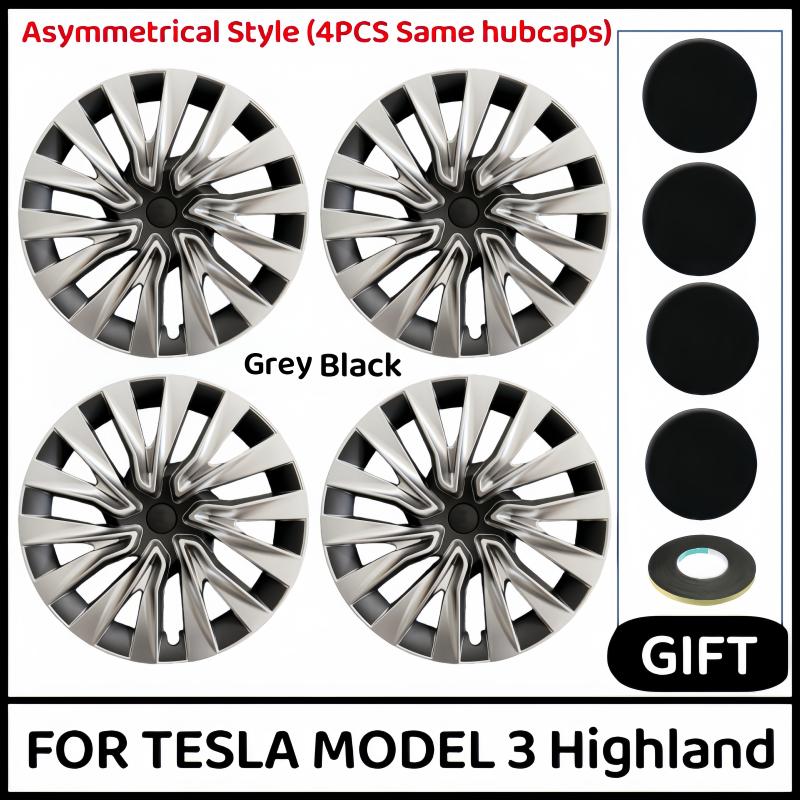 Jeu de 4 enjoliveurs 18 pouces Pour Tesla Model 3 Highland Performance Cache-moyeux Cache-roue de rechange Cache-roue complet Accessoires 2024