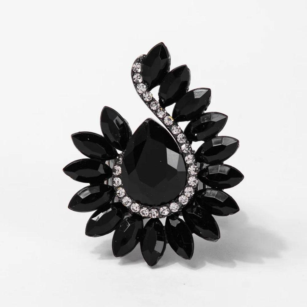 Stonefans Statement Water Drop Ring for Women Drag Queen Jewelry Gift Colourful Geometric Rhinestone Finger Ring Bridal Handmade