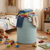 Folding Striped Laundry Basket Large Capacity Sundries Storage Basket Toys Organizers  Bathroom