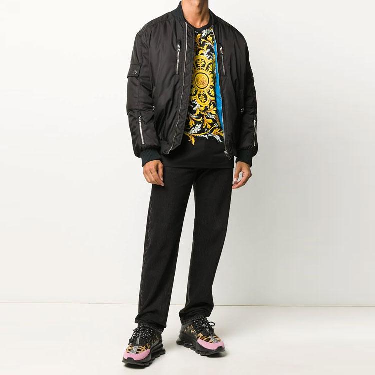 Versace T-Shirts Men's Black Crew Neck Moderate Straight Fit A87371-A228806-A1008