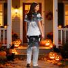 Women's V-Neck Short Sleeve Scrub Set with Pockets, Halloween Print 2-Piece Uniform for Work